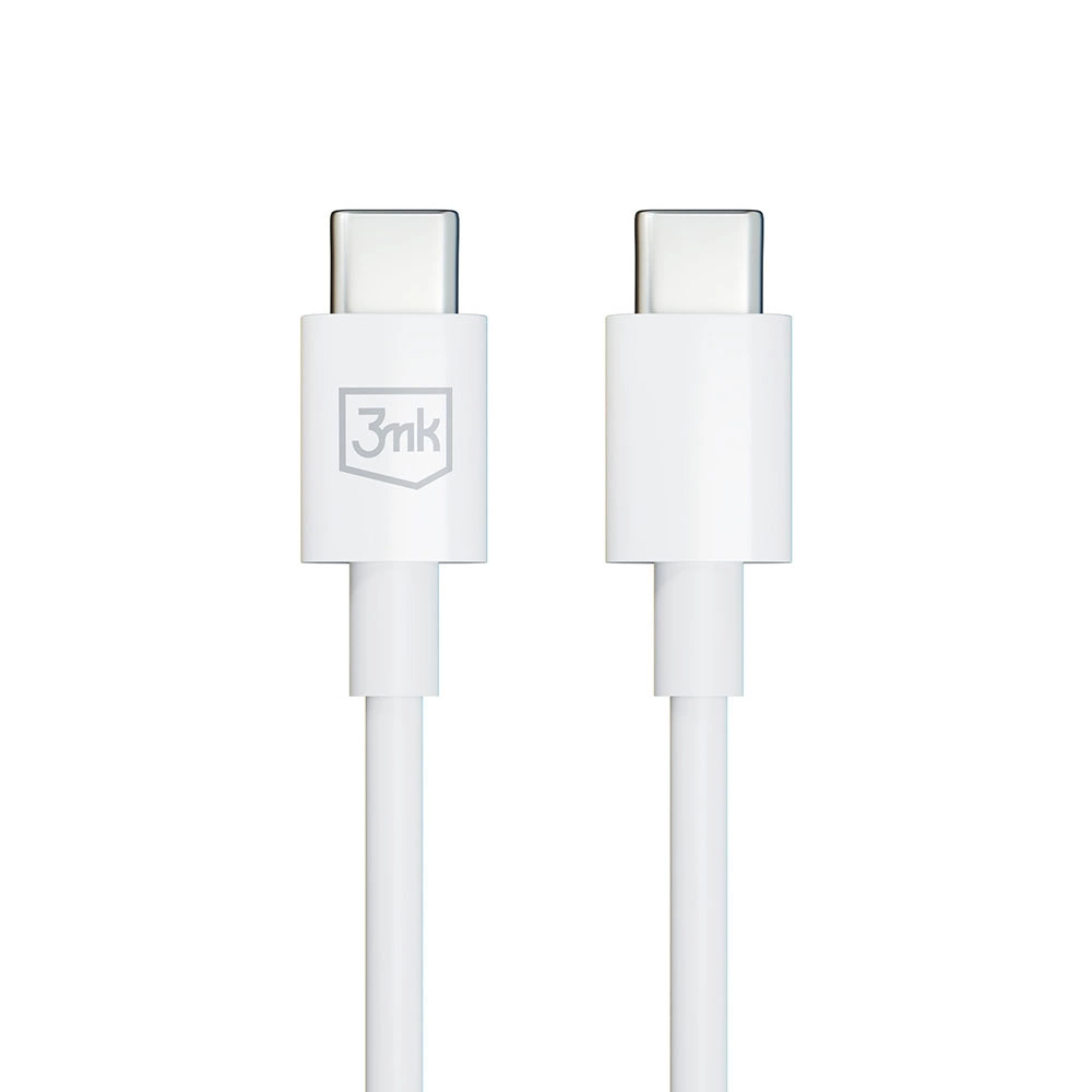 3MK Hyper Kabelis USB-C - USB-C 100W 1.2m baltos spalvos Kabelis