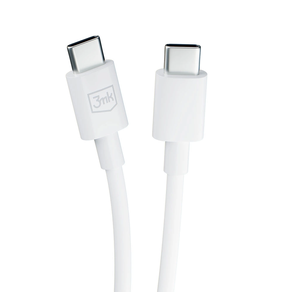3MK Hyper Kabelis USB-C - USB-C 100W 1.2m baltos spalvos Kabelis