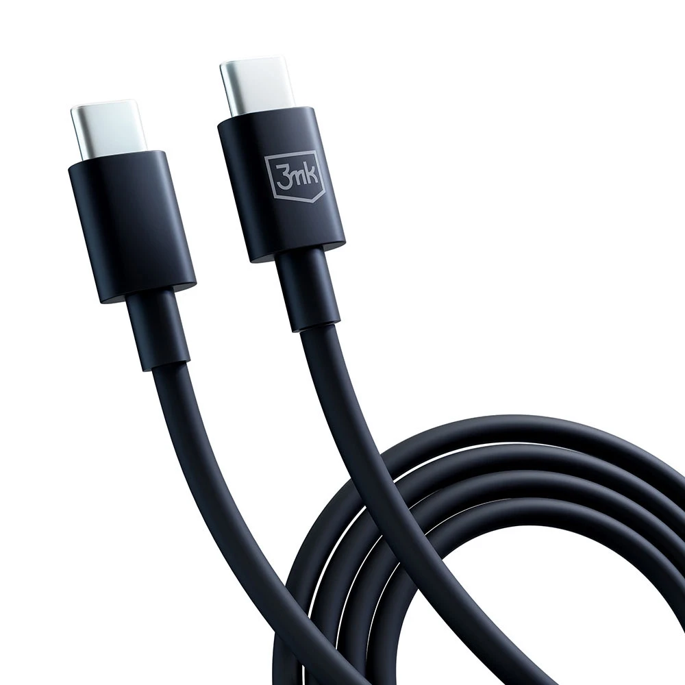 3MK Hyper Kabelis USB-C - USB-C 100W 1.2m juodos spalvos Kabelis