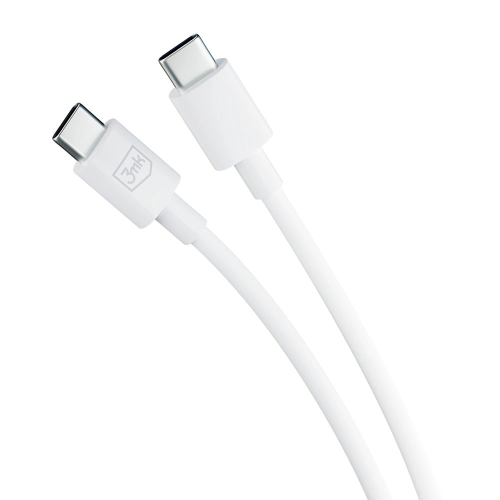 3MK Hyper Kabelis USB-C - USB-C 100W 1.2m baltos spalvos Kabelis