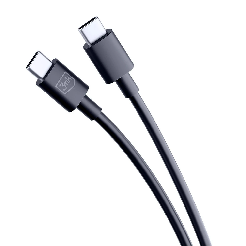 3MK Hyper Kabelis USB-C - USB-C 100W 1.2m juodos spalvos Kabelis
