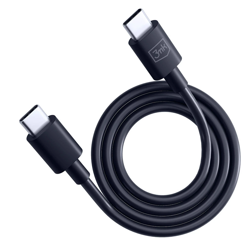 3MK Hyper Kabelis USB-C - USB-C 100W 1.2m juodos spalvos Kabelis