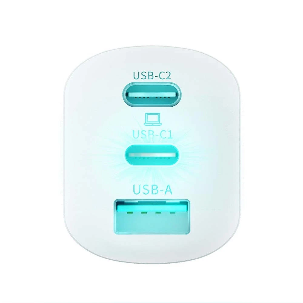Įkroviklis buitinis 3mk HyperCharger 65W 2xUSB-C, 1xUSB-A PD 3.0/QC 4.0 baltas