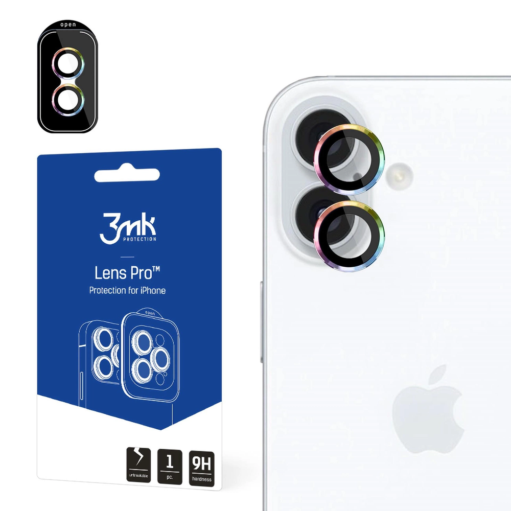 3mk Lens Protection Pro Kameros apsauga su vaivorykštės rėmeliu Apple iPhone 16 / 16 Plus