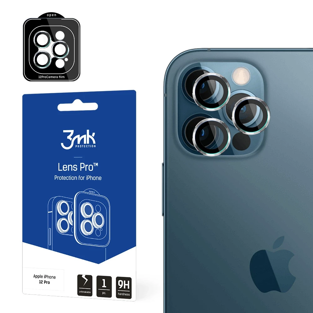 3MK Lens Protection Pro Apple iPhone 12 Pro fotoaparato objektyvo apsauga su tvirtinimo rėmeliu 1 vnt.
