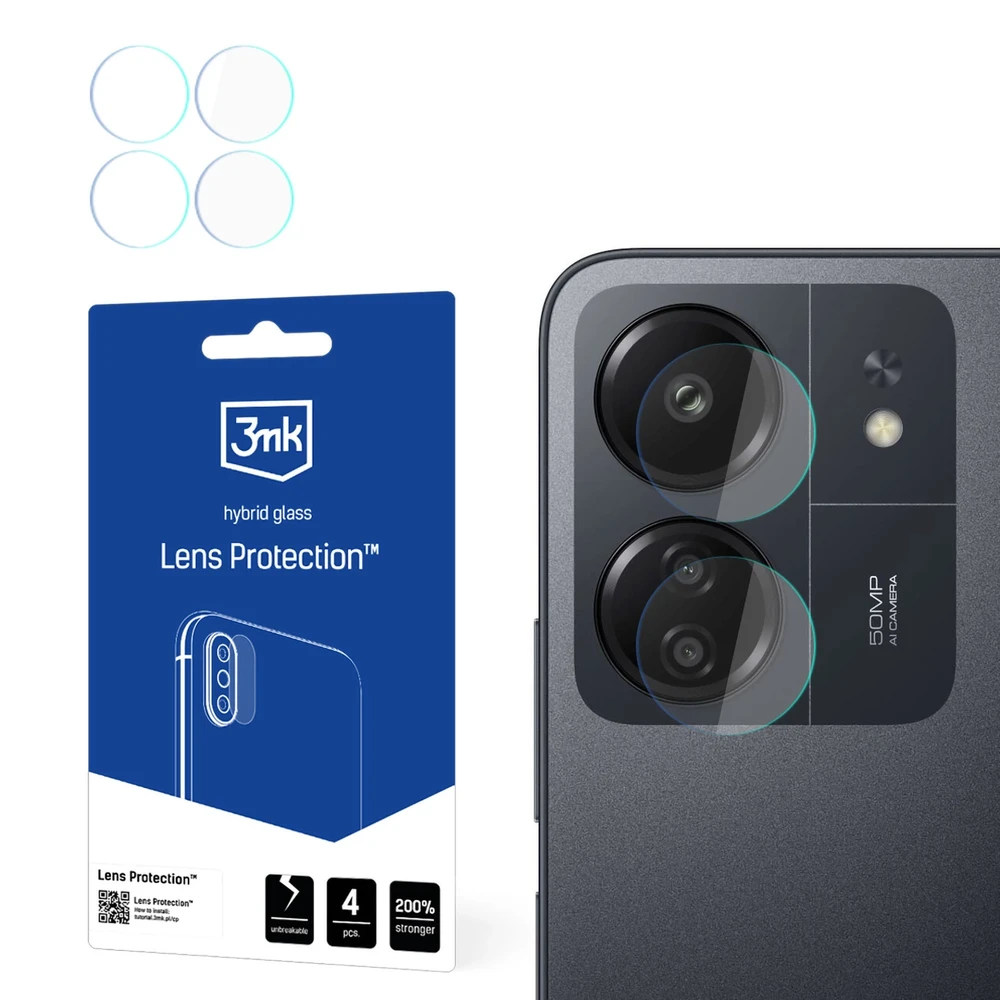 3MK objektyvo apsauga „Redmi 13C“ / „Poco C65“ kameros objektyvui, 4 vnt.