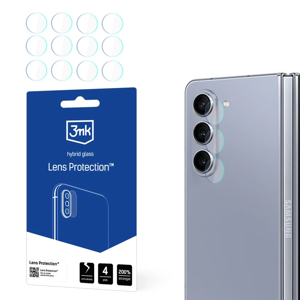 Hibridinis apsauginis stiklas telefono kamerai / Lens Samsung Galaxy Z Fold 5 3mk Flexible Glass Lens (Front)