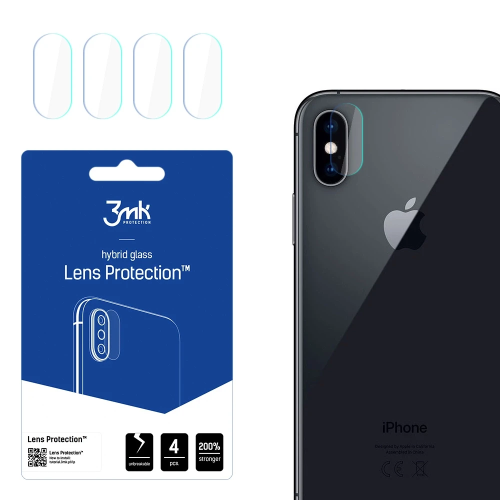 3MK apsauginiai lęšiai Apple iPhone Xs Hybrid Glass kameros objektyvams, 4 vnt.