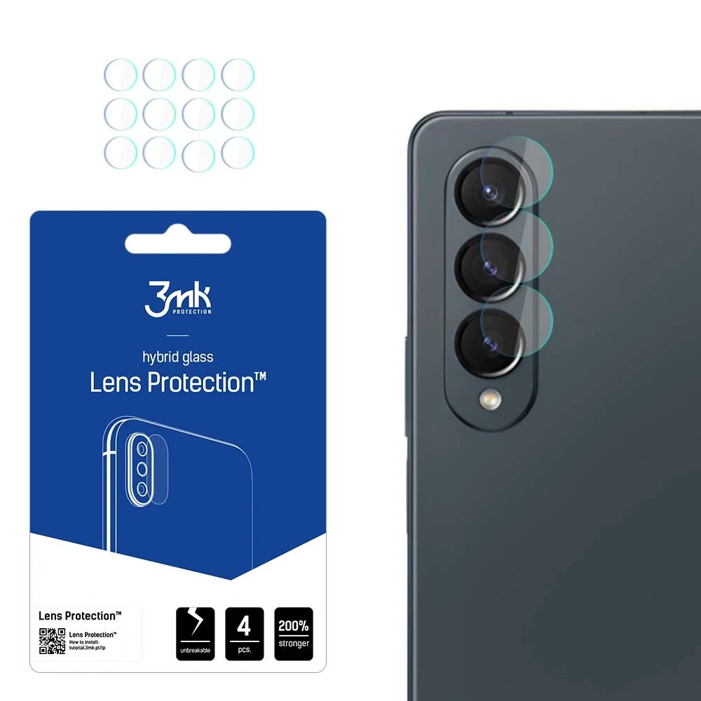 3mk Lens Protection™ hibridinis fotoaparato stiklas, skirtas Samsung Galaxy Z Fold 4 (priekyje)
