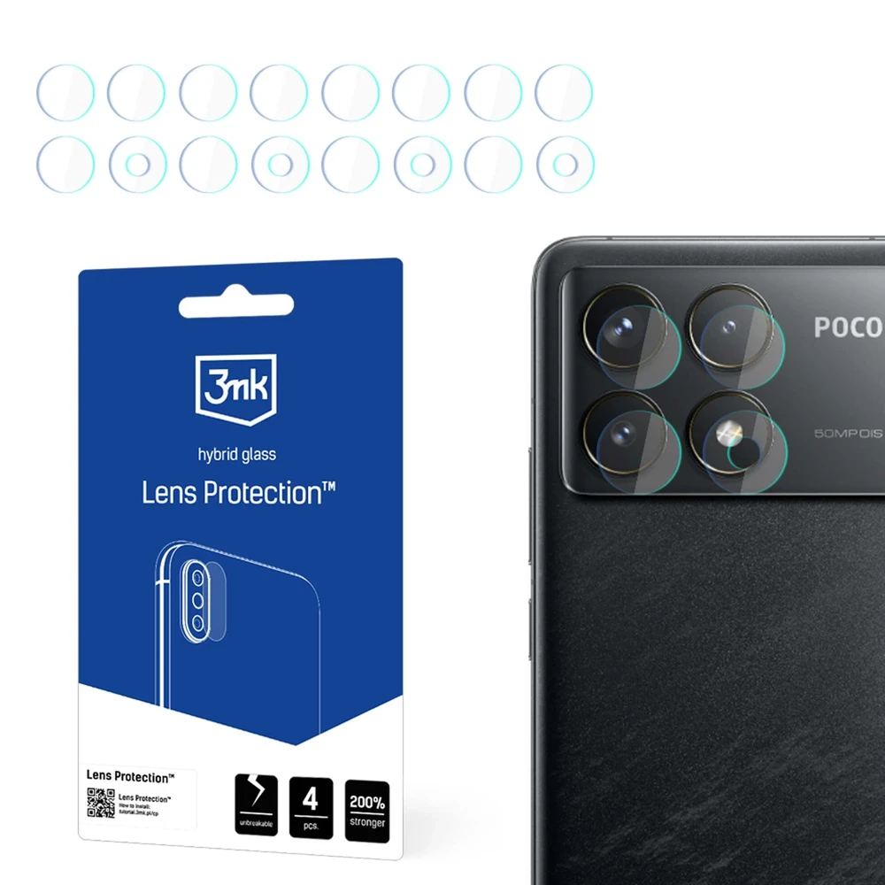 3MK objektyvo apsauga Poco F6 Pro fotoaparato objektyvo apsaugai 4 vnt.