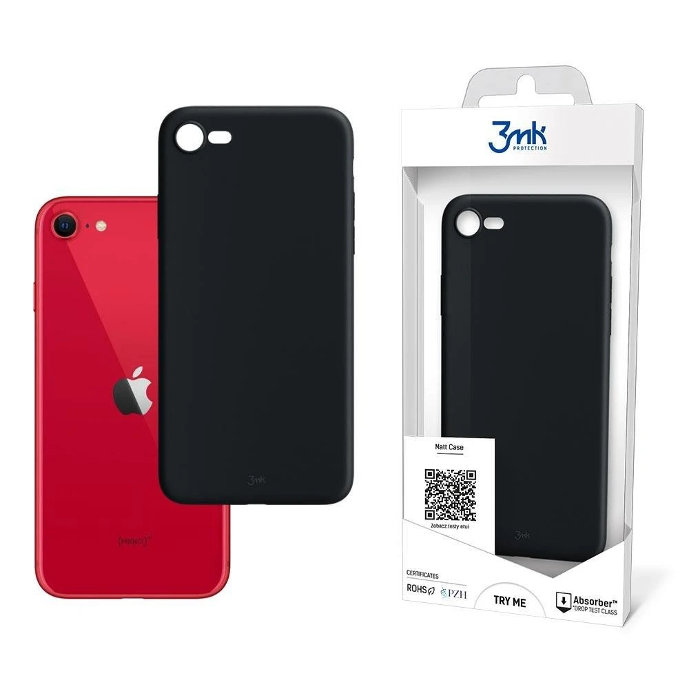 3MK Matt Dėklas Apple iPhone SE 2020/2020 juodos spalvos