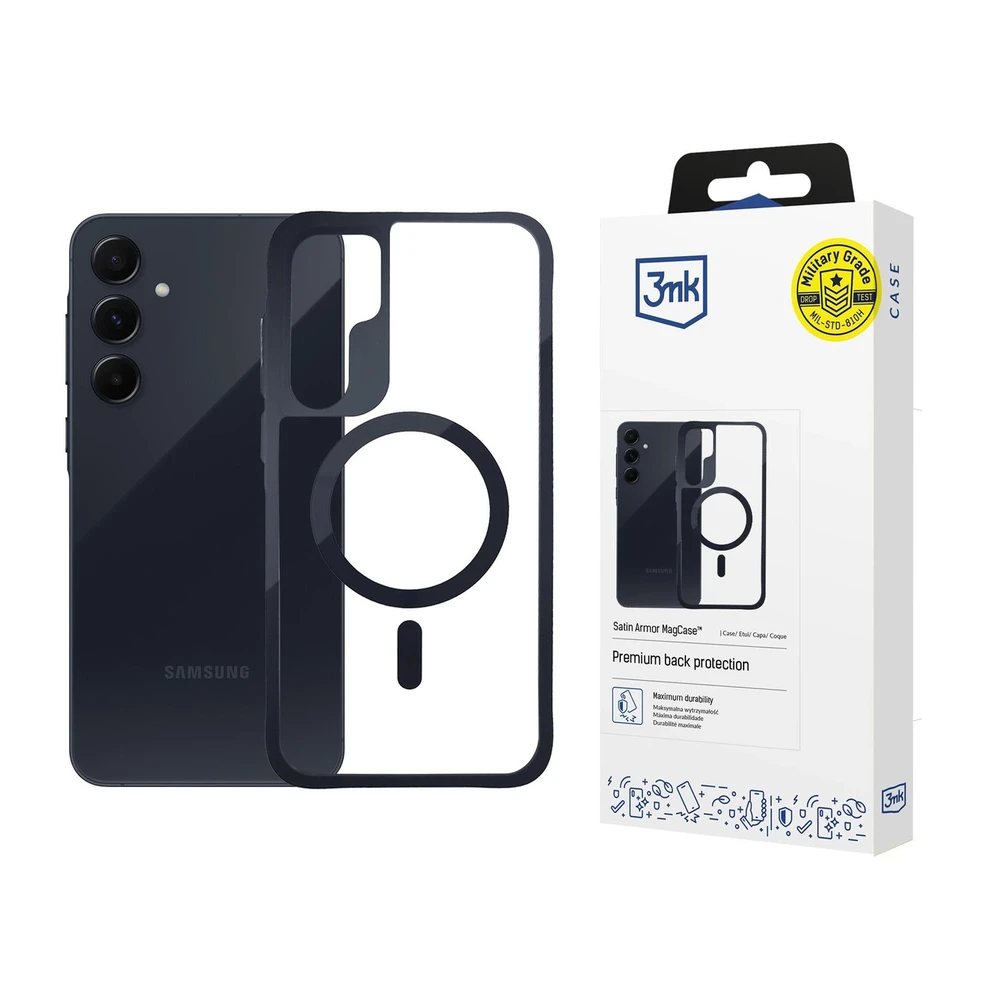 Dėklas 3mk Satin Armor MagCase, skirtas Samsung Galaxy A55 5G – skaidrus