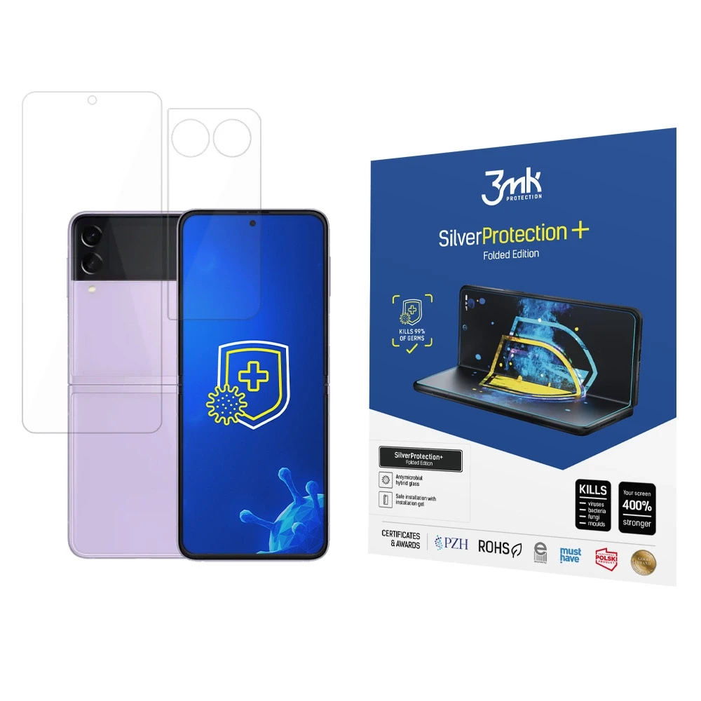 3MK Sidabrinis Protect+ Samsung Galaxy Z Flip 3 5G Folded Edition antimikrobinis viduje