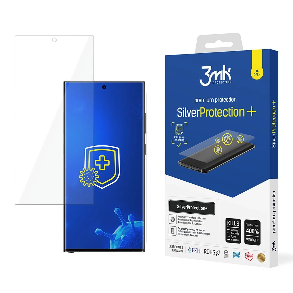 3MK SilverProtect+ Samsung S24 Ultra S928 antimikrobinė plėvelė, skirta drėgnam montavimui