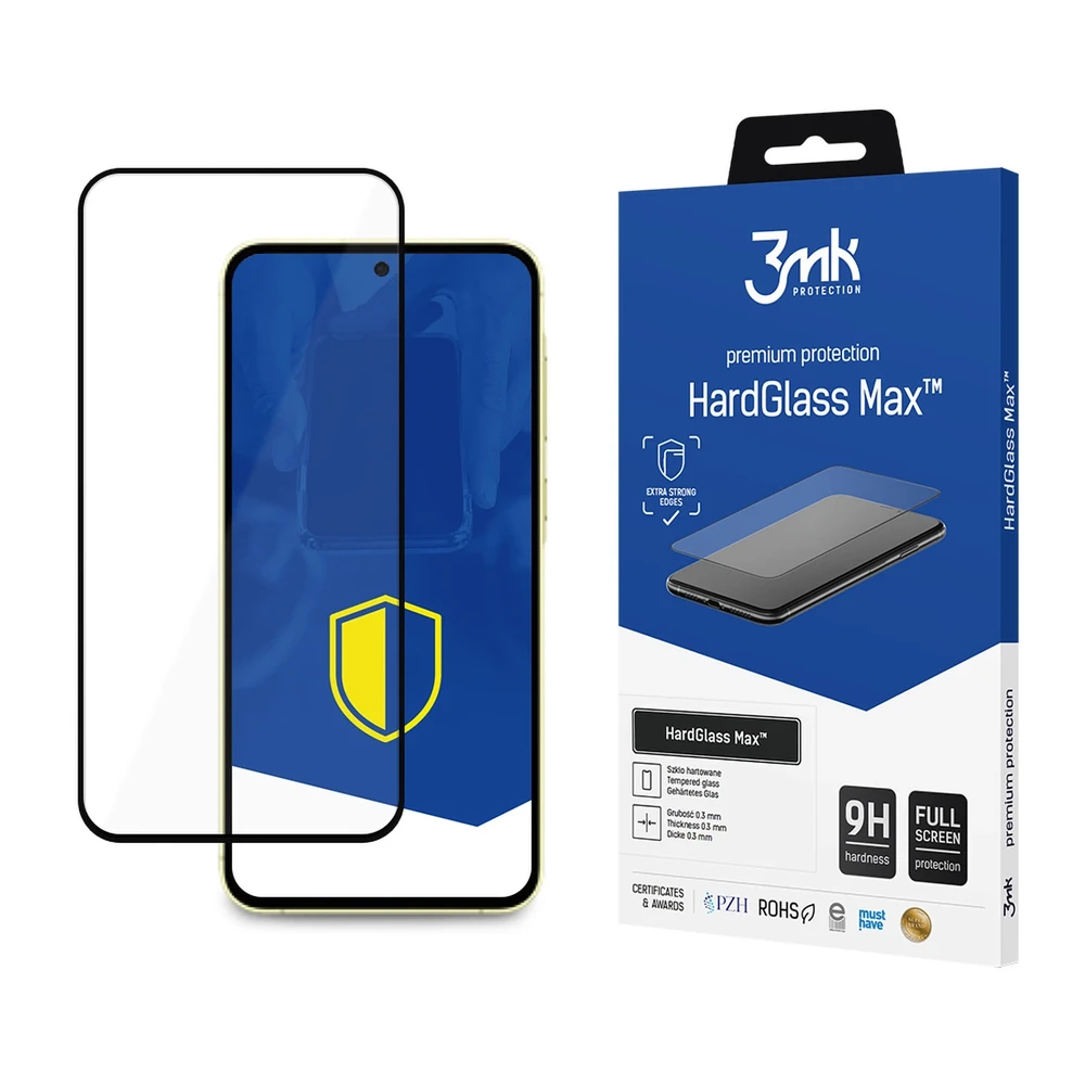 3MK HardGlass Max Samsung Galaxy A35 / A55 5Gjuodos spalvos, viso ekrano stiklas
