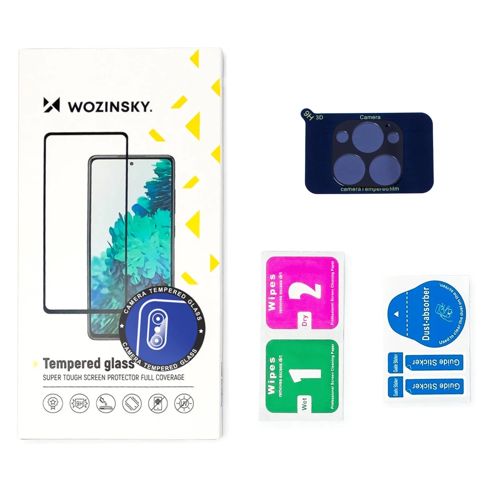 9H Apsauginis stiklas telefono kamerai Apple iPhone 15 Plus Wozinsky Full Camera Glass – juodas