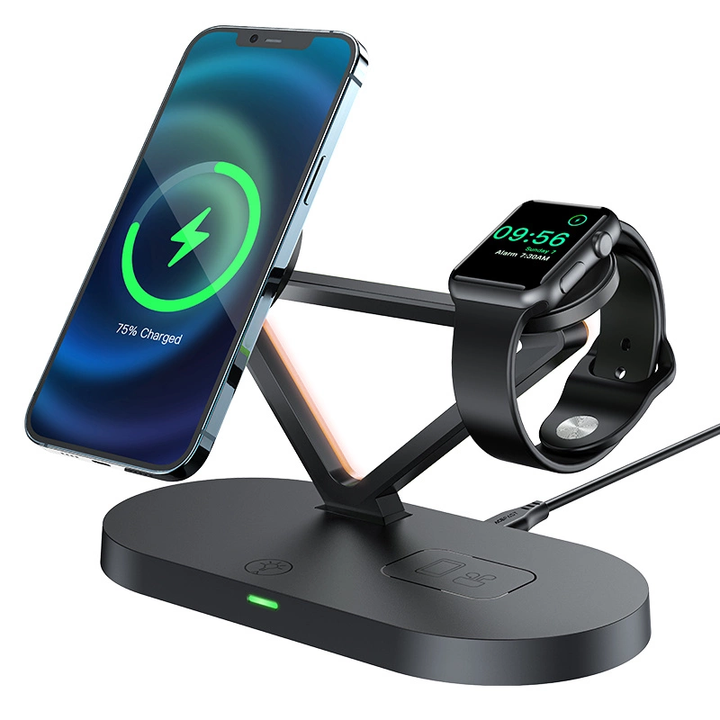 Qi 3in1 belaidis įkroviklis Acefast E9 15W, MagSafe (juodas)