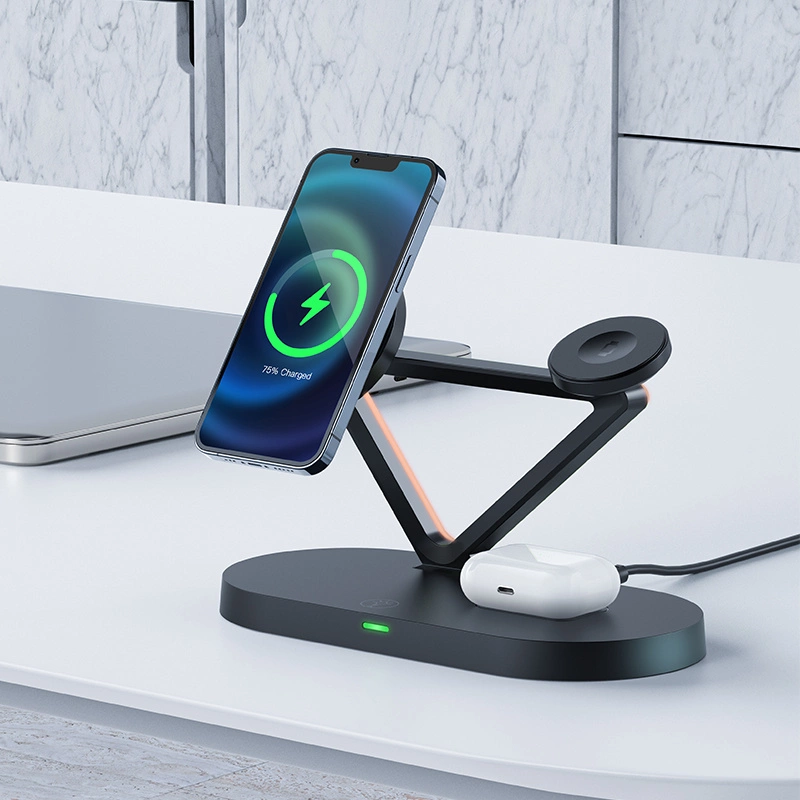 Qi 3in1 belaidis įkroviklis Acefast E9 15W, MagSafe (juodas)