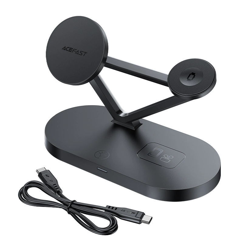 Qi 3in1 belaidis įkroviklis Acefast E9 15W, MagSafe (juodas)