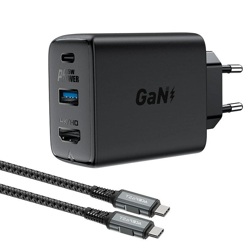 Įkroviklis Acefast A17 65W GaN USB-C/USB-A/HDMI juodas