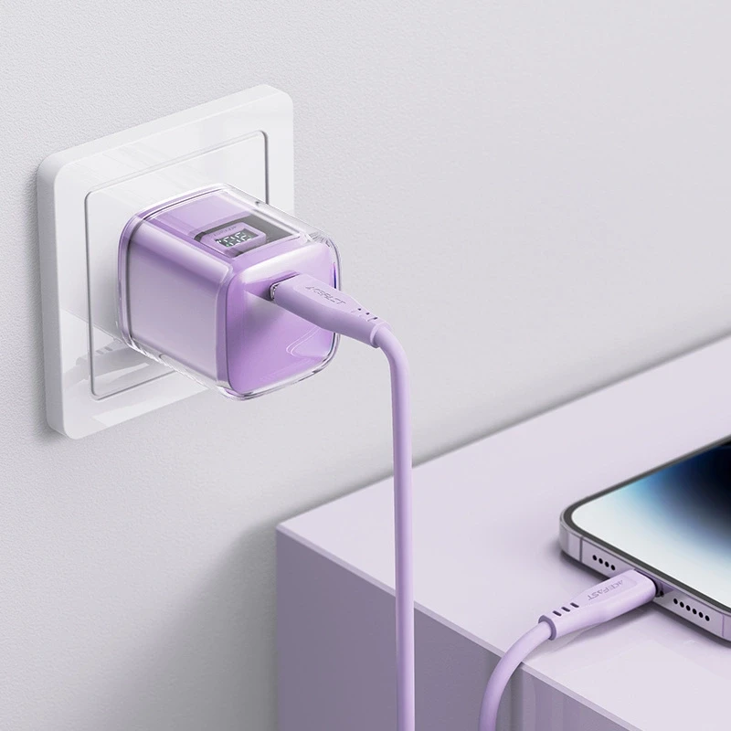 Sieninis įkroviklis Acefast A53 Sparkling serija PD 30W GaN (violetinė)