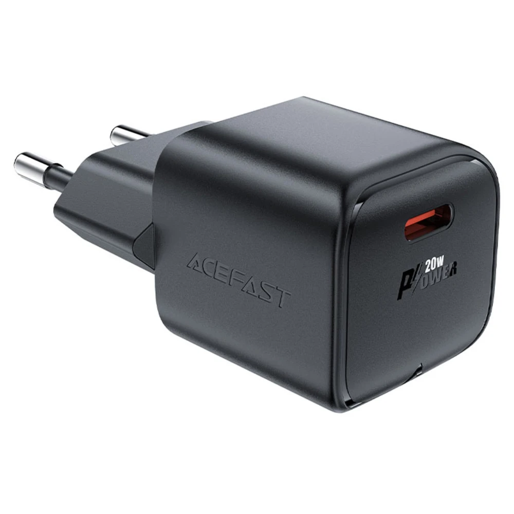 Acefast A73 Mini PD 20W GaN USB-C laidinis įkroviklis – juodos spalvos