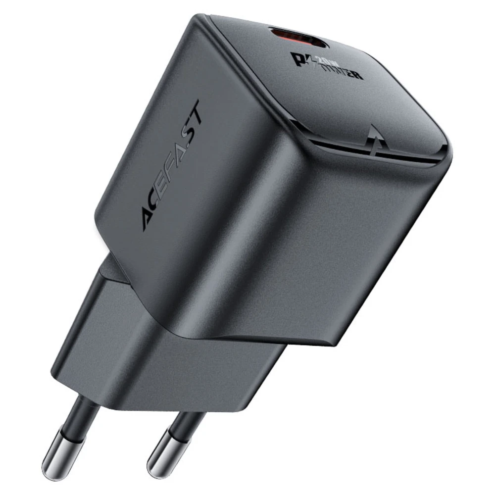 Acefast A73 Mini PD 20W GaN USB-C laidinis įkroviklis – juodos spalvos