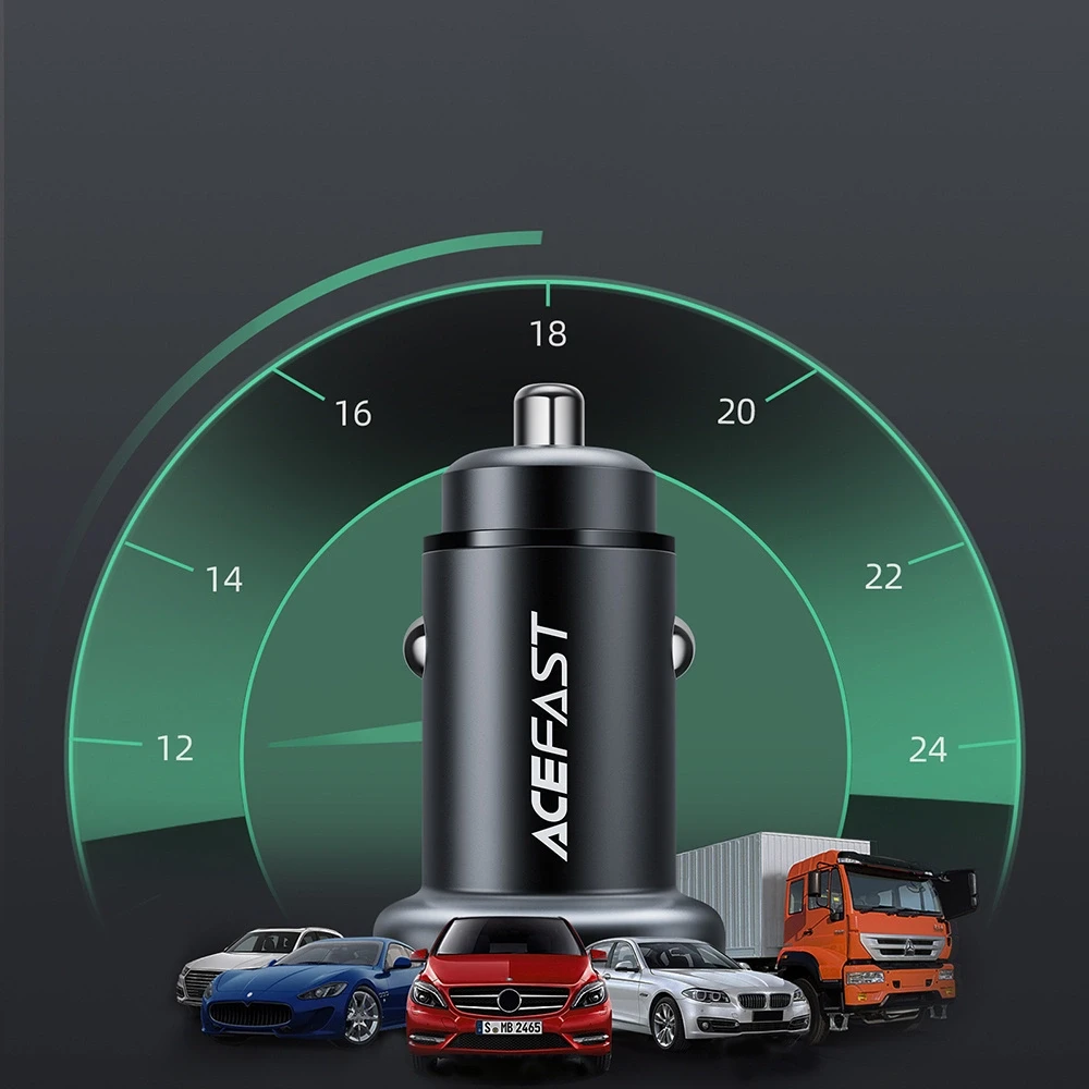 Automobilinis įkroviklis Acefast B1 Mini 38W USB-C+USB-A juodas