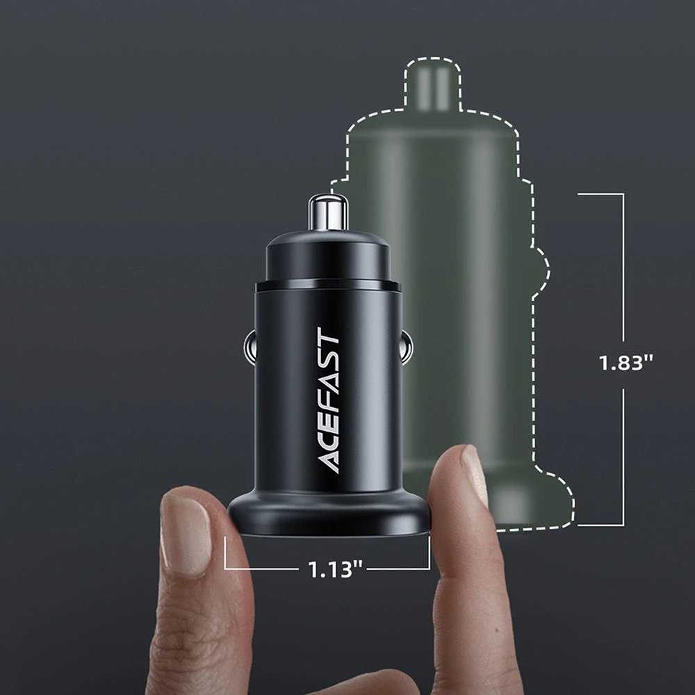 Automobilinis įkroviklis Acefast B1 Mini 38W USB-C+USB-A juodas