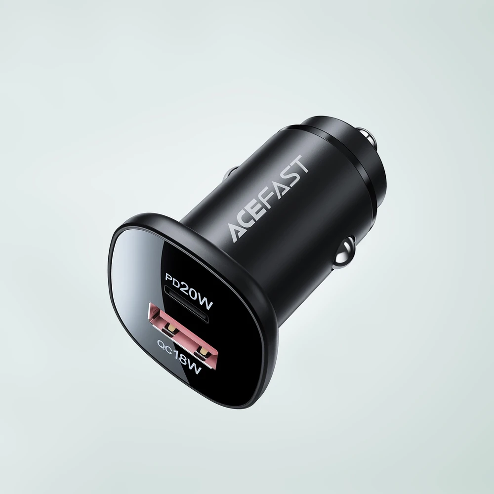 Automobilinis įkroviklis Acefast B1 Mini 38W USB-C+USB-A juodas