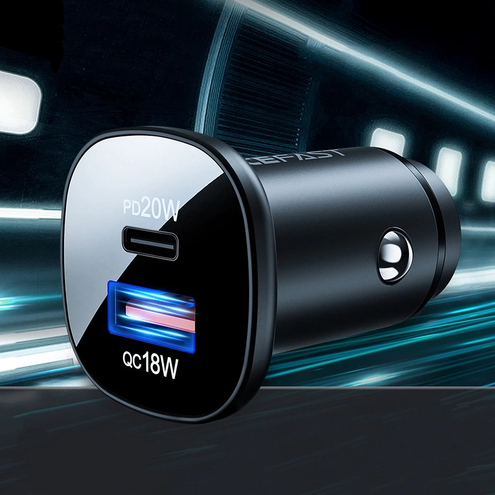 Automobilinis įkroviklis Acefast B1 Mini 38W USB-C+USB-A juodas