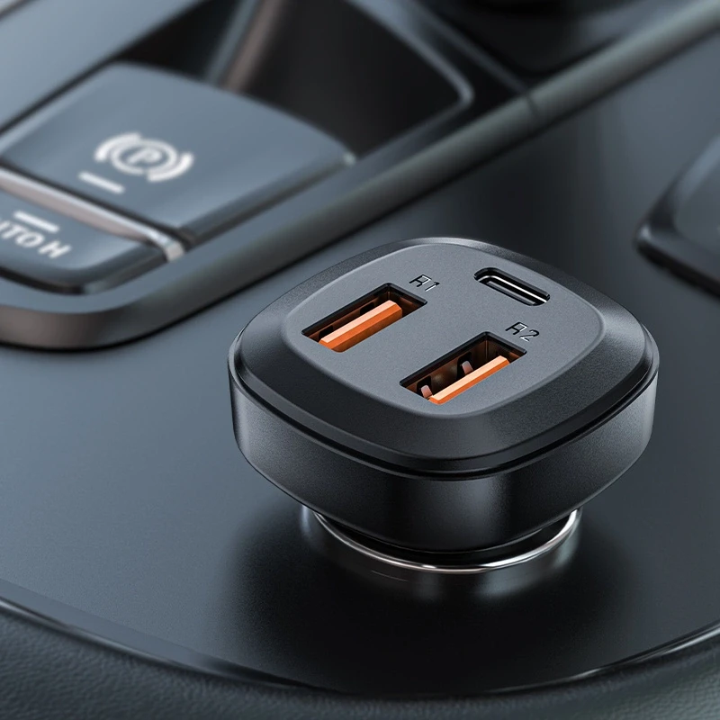 Automobilinis įkroviklis Acefast B9 66W 2xUSB-A+USB-C juodas