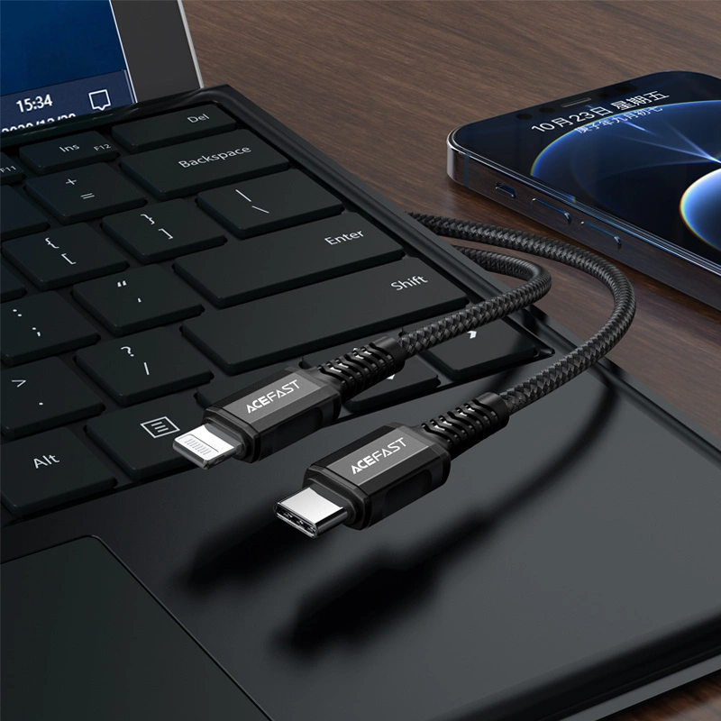 USB-C laidas į Lightning Acefast C1-01, 1.2 m (juodas)