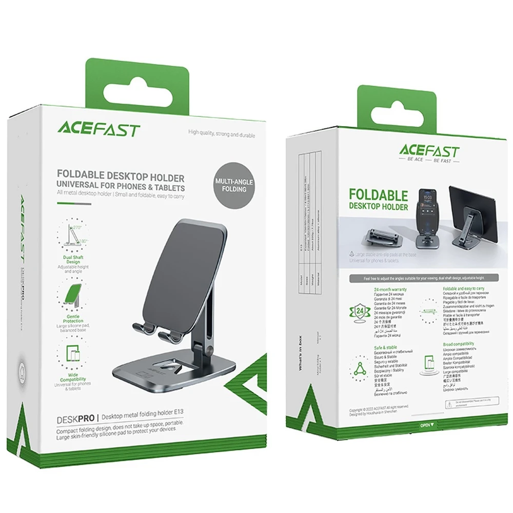 Acefast foldable stovas / telefono laikiklis pilkos spalvos (E13)