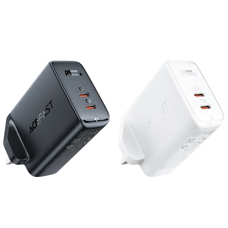 „Acefast GaN“ (JK kištukas) 2x USB C tipo 50W balta (A32 JK)