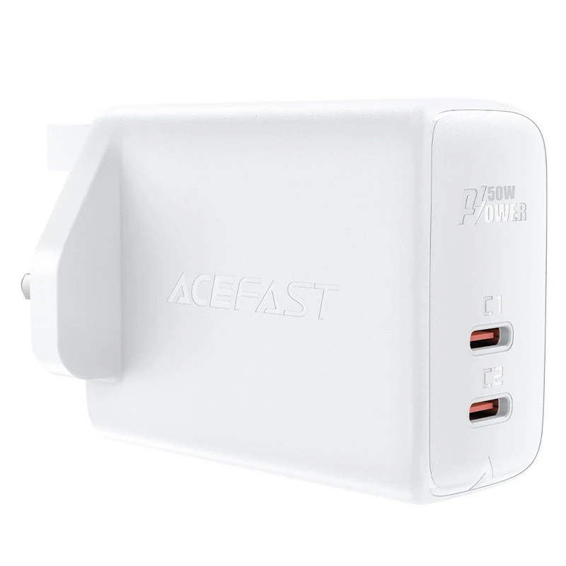 „Acefast GaN“ (JK kištukas) 2x USB C tipo 50W balta (A32 JK)