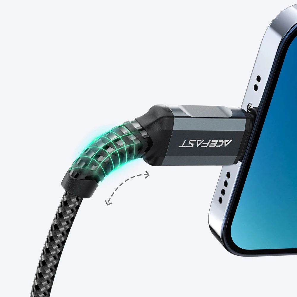 USB laidas prie Lightning Acefast C1-02, 1.2 m (juoda)