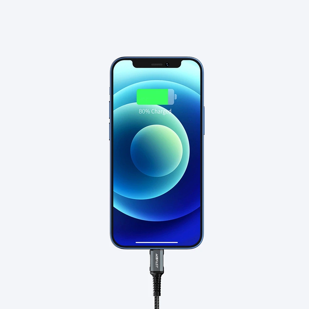 USB laidas prie Lightning Acefast C1-02, 1.2 m (juoda)