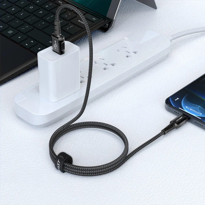 USB laidas prie Lightning Acefast C1-02, 1.2 m (juoda)