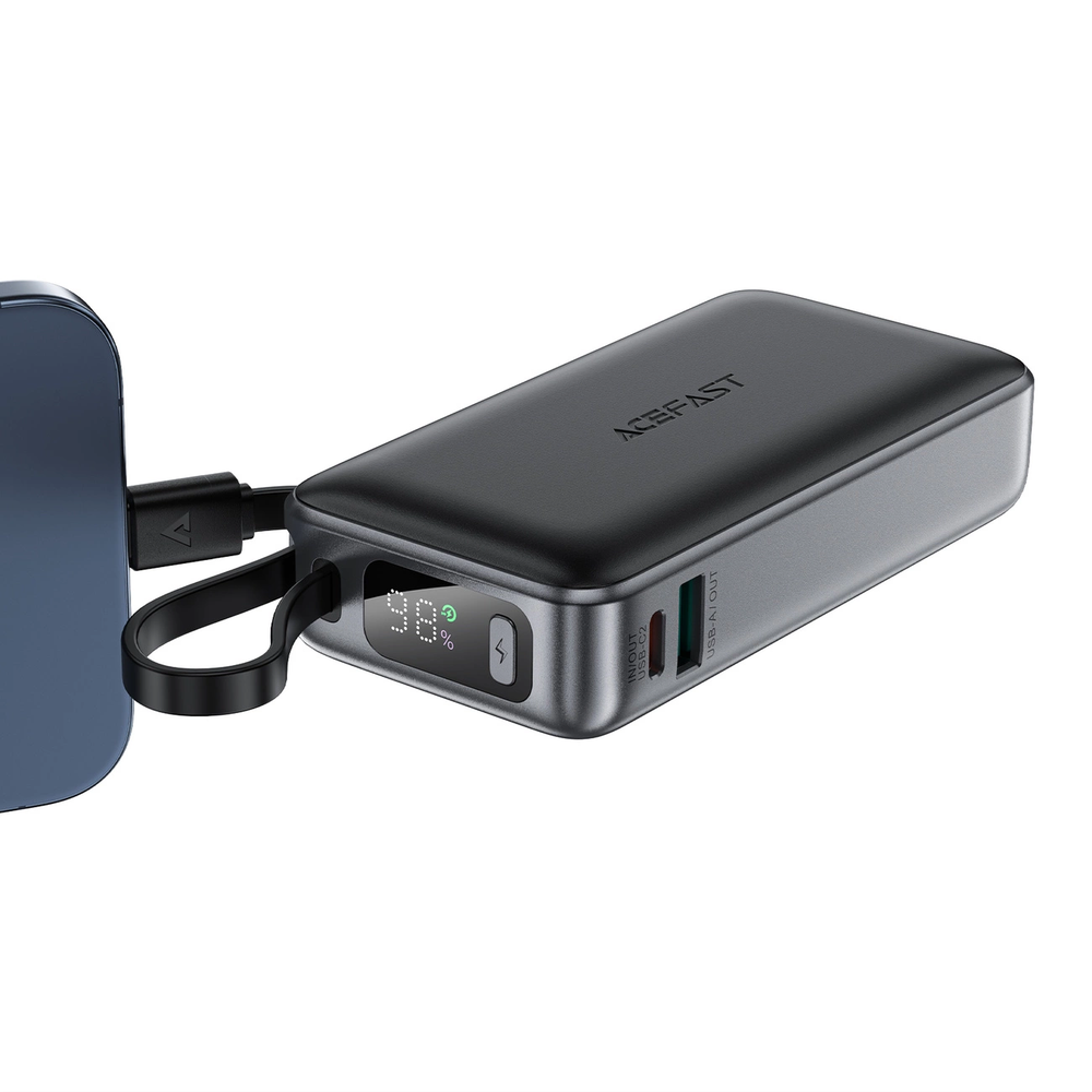 Išorinė baterija Power Bank Acefast M7-10000 PD30W With Cable 10000mAh juoda
