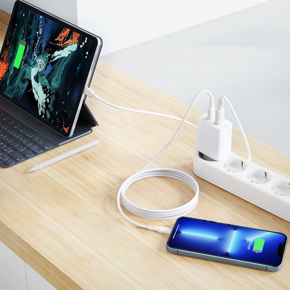 Įkroviklis buitinis Acefast A25 PD20W Type-C/USB-A baltas