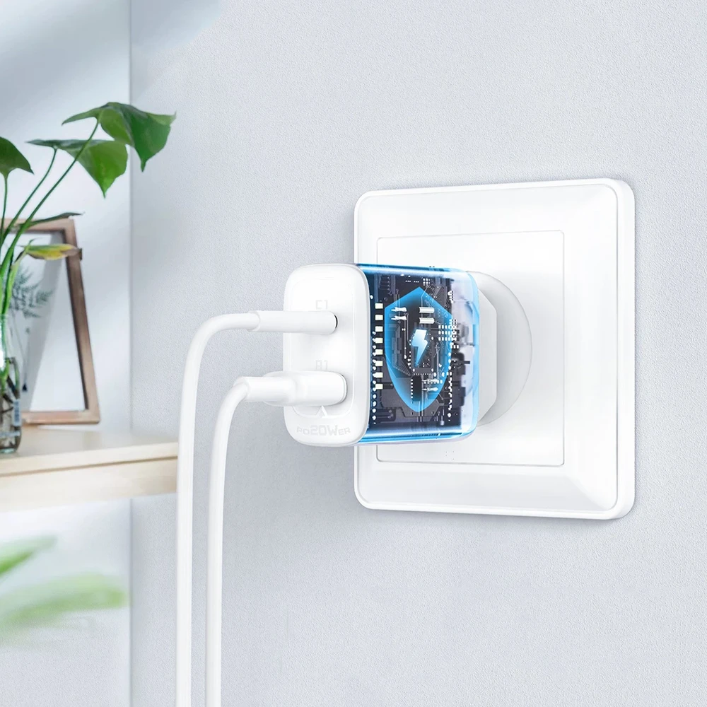 Įkroviklis buitinis Acefast A25 PD20W Type-C/USB-A baltas