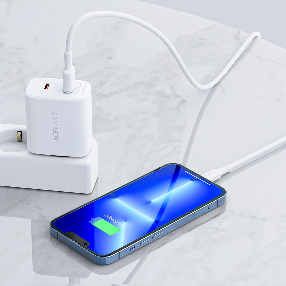 Įkroviklis buitinis Acefast A25 PD20W Type-C/USB-A baltas