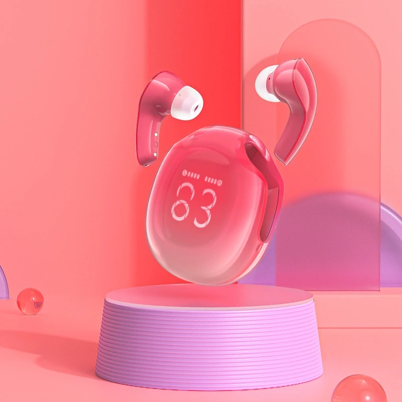 Ausinės TWS Acefast T9, Bluetooth 5.3, IPX4 (pomelo raudona)
