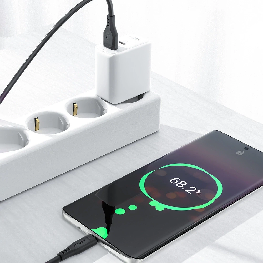 USB į USB-C Acefast C3-04 kabelis, 1.2 m (baltas)
