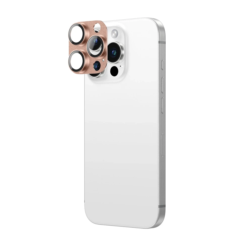 Nezatříděno „AmazingThing“ aviacijos klasės grūdinto stiklo lęšis „iPhone 16 Pro / 16 Pro Max“ kameros lęšiui – rožinio aukso spalvos