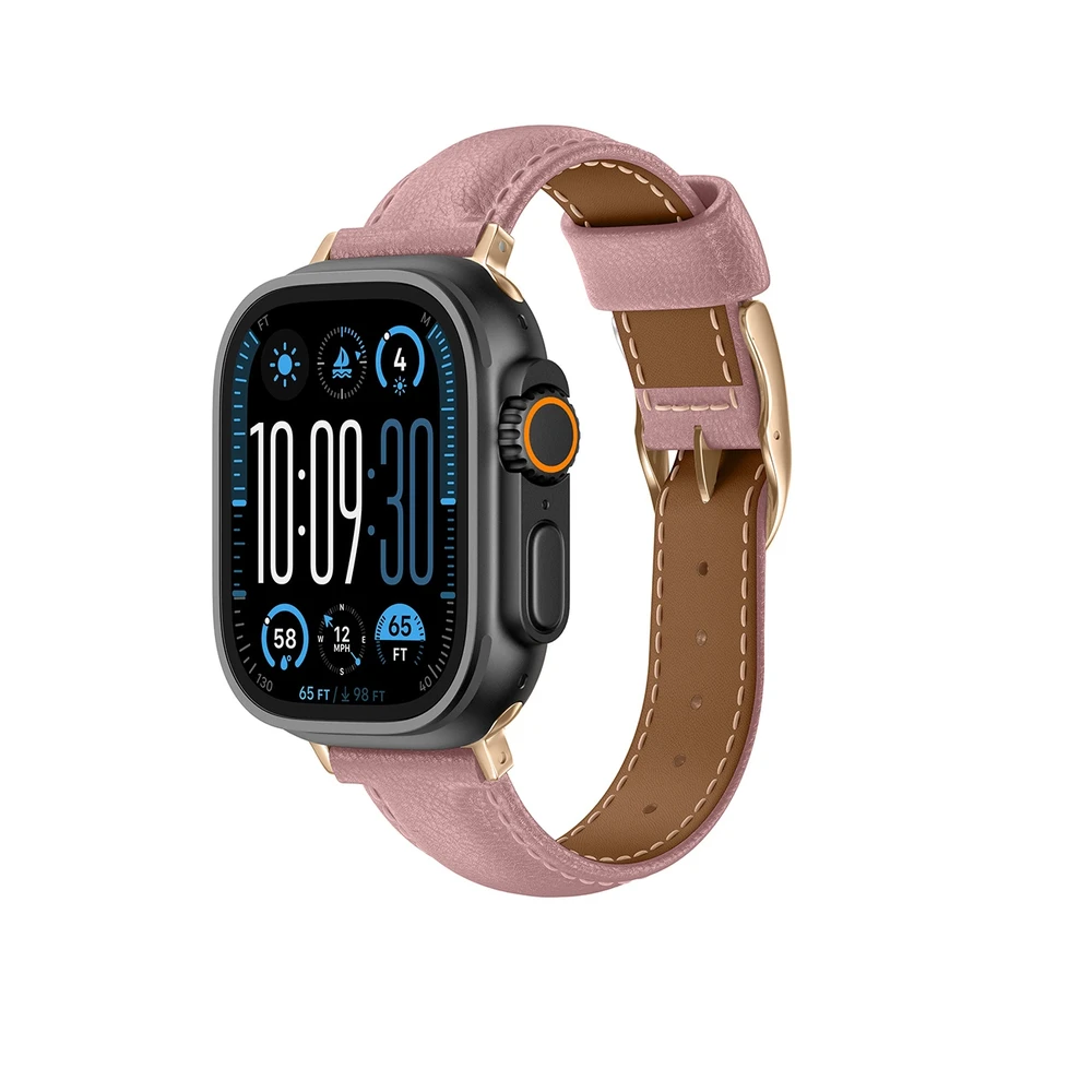 Nezatříděno „AmazingThing“ klasės odinis dirželis „Apple Watch 45 / 46 / 49 mm“ – Rožinė