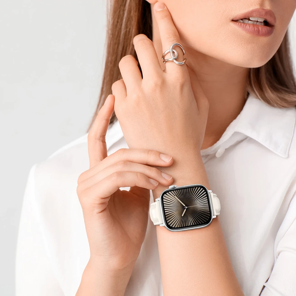 Nezatříděno „AmazingThing“ klasės odinis dirželis „Apple Watch 45 / 46 / 49 mm“ – šviesiai rudas gelsvas