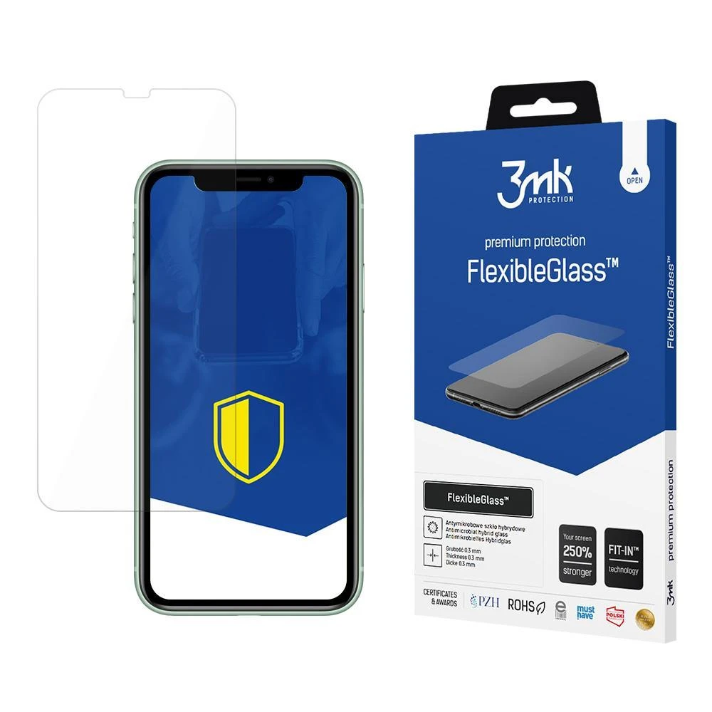 3MK FlexibleGlass Ekrano apsauga, Apple, iPhone XI, Nedūžtantis hibridinis stiklas, Skaidrus