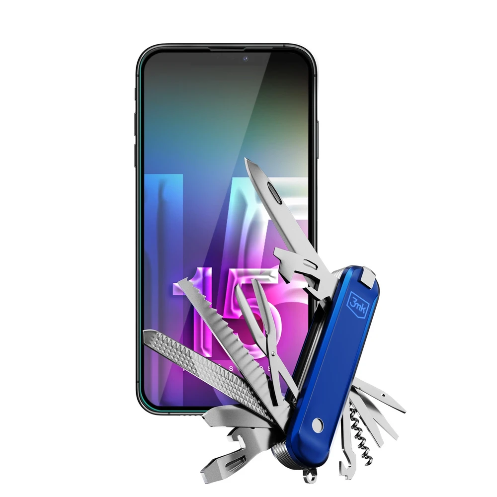 LCD apsauginis stikliukas 3mk Hard Glass Max Lite Apple iPhone 15 juodas